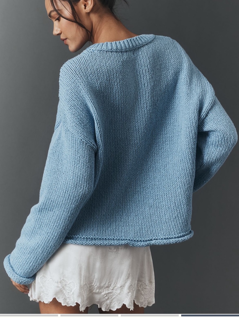 Pilcro Light Blue Women's Knit Crewneck Sweater - Picture 2 of 5